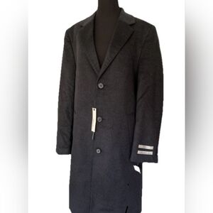 Luxury 100% Cashmere Kenneth Cole Men’s New York Dark Charcoal Overcoat Whitney